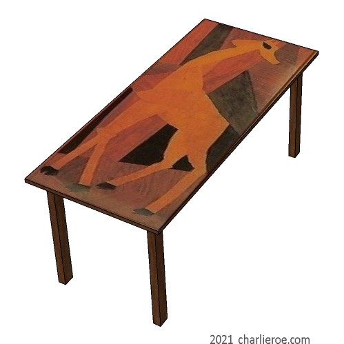 New Omega Workshops Bloomsbury Group 'Giraffe' marquetry wood veneer design breakfast dining table