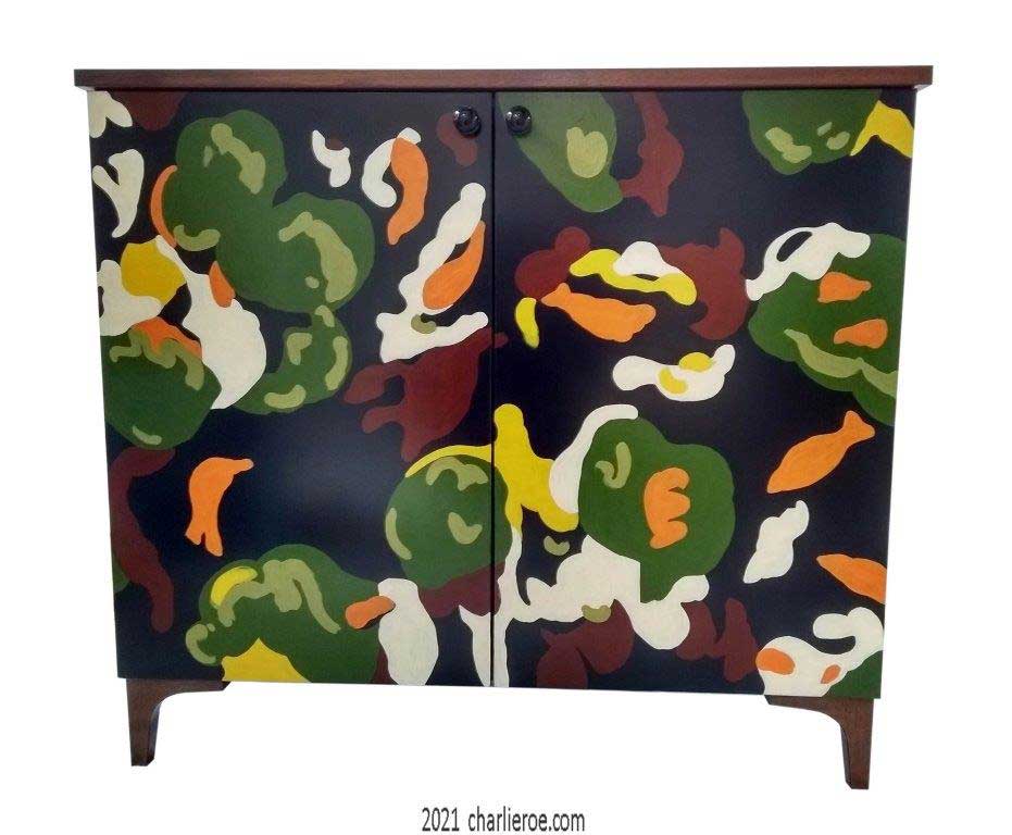 New Omega workshops - Duncan Grant's painted 'Lilypond' design used for a 2 door cabinet cupboard or sideboard
