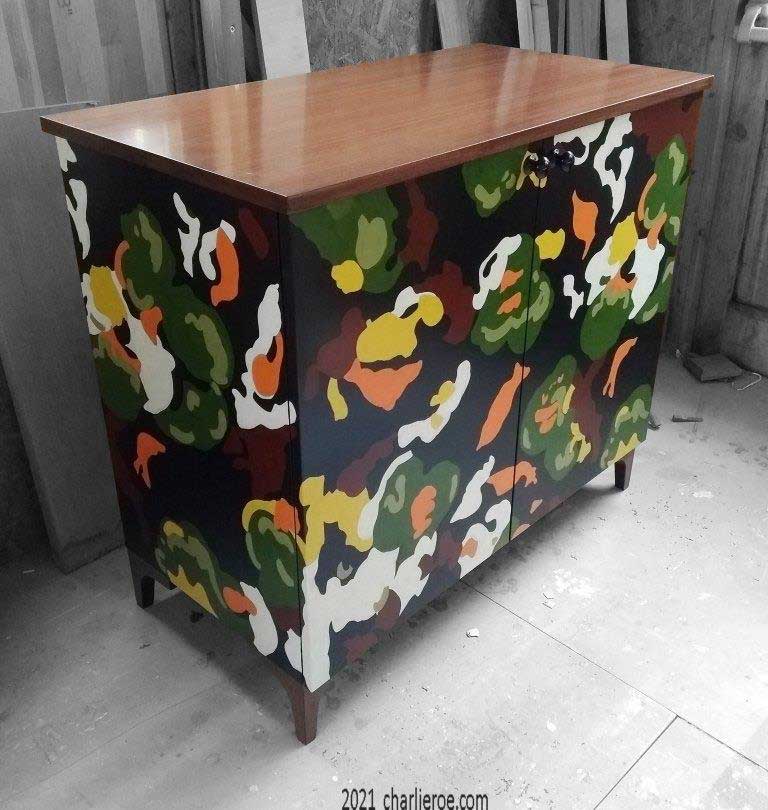 New Omega workshops - Duncan Grant's painted 'Lilypond' design used for a 2 door cabinet cupboard or sideboard