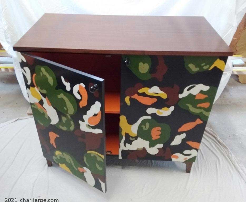 New Omega workshops - Duncan Grant's painted 'Lilypond' design used for a 2 door cabinet cupboard or sideboard