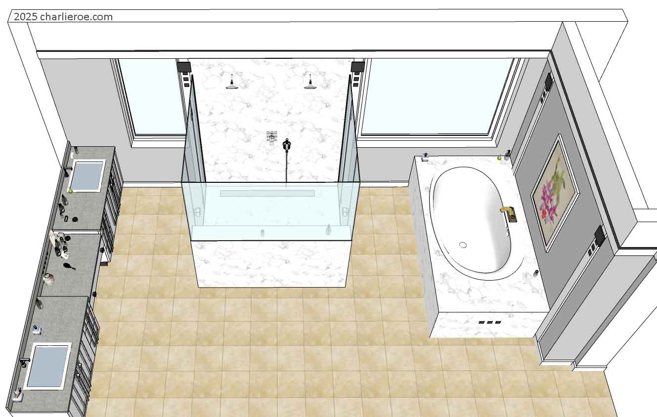 new Charles Rennie CR Mackintosh style white painted vanity unit and bathroom design