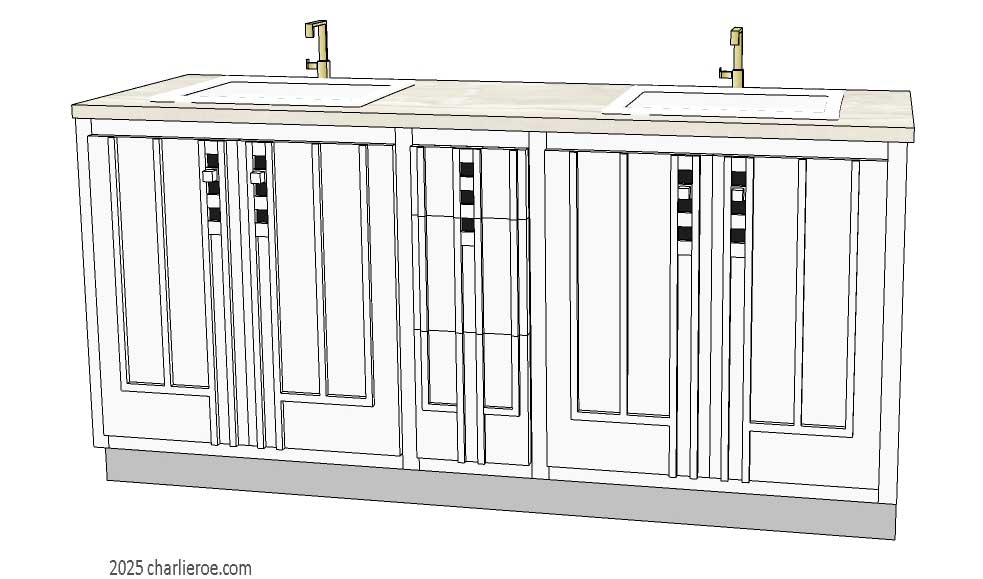 new Charles Rennie CR Mackintosh style white painted 4 door 3 drawer vanity unit design