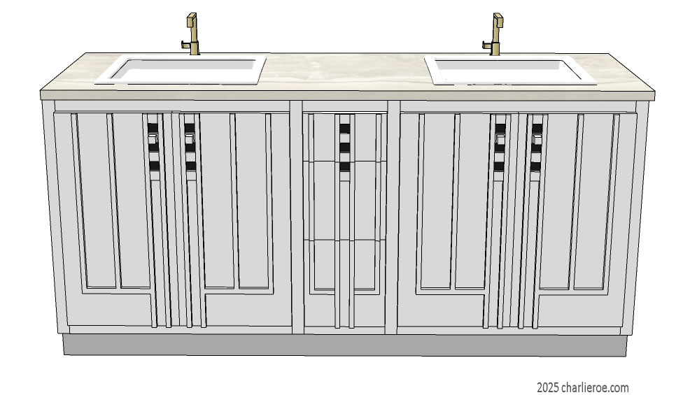 new Charles Rennie CR Mackintosh style grey painted 4 door 3 drawer vanity unit design