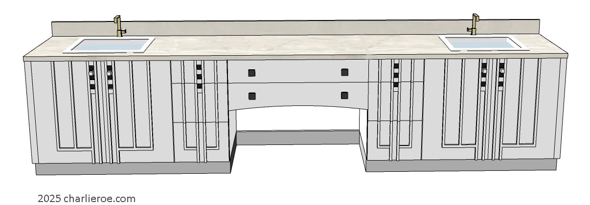 new Charles Rennie CR Mackintosh style white painted large vanity unit