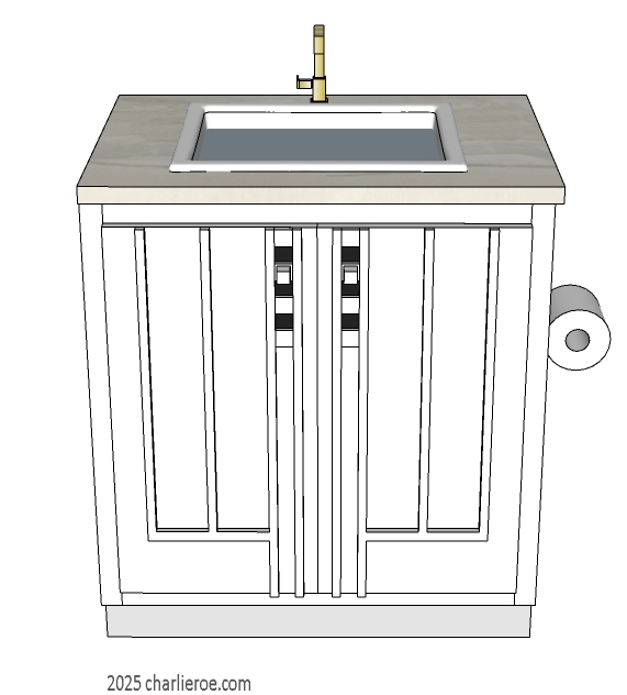 new Charles Rennie CR Mackintosh style white painted 2 door vanity unit