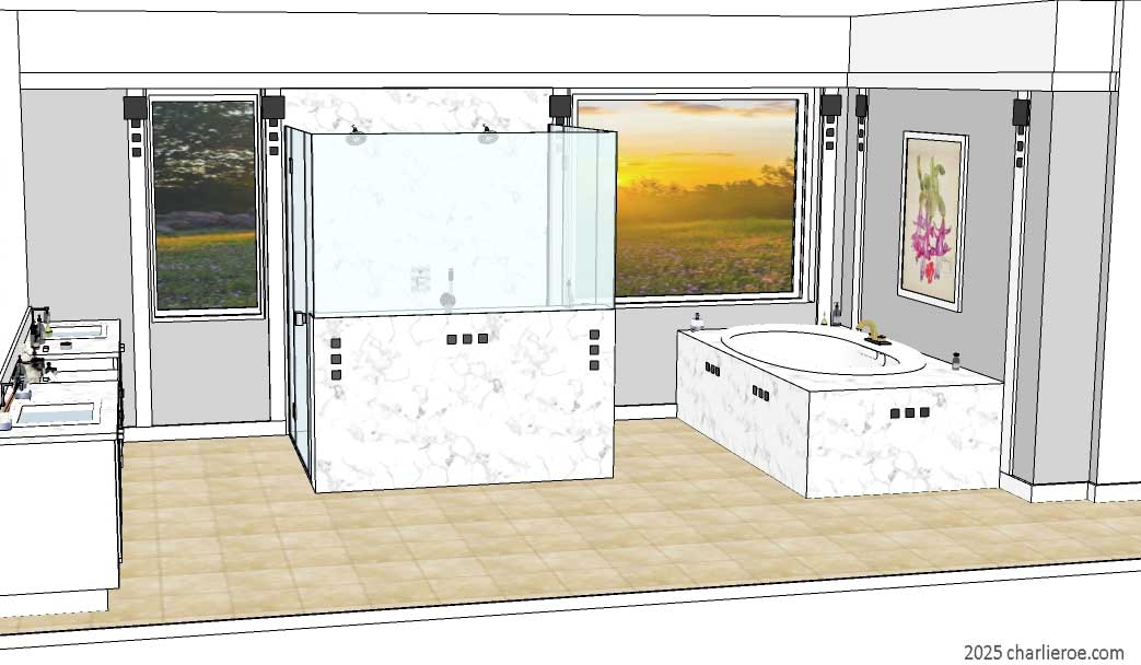 new Charles Rennie CR Mackintosh style white painted vanity unit and bathroom design