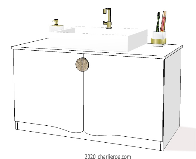new Charles Rennie CR Mackintosh style white painted 2 door bathroom vanity unit