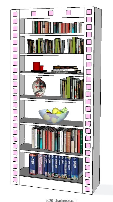 new CR Mackintosh white lacquered painted bookcase with pink squares design detail
