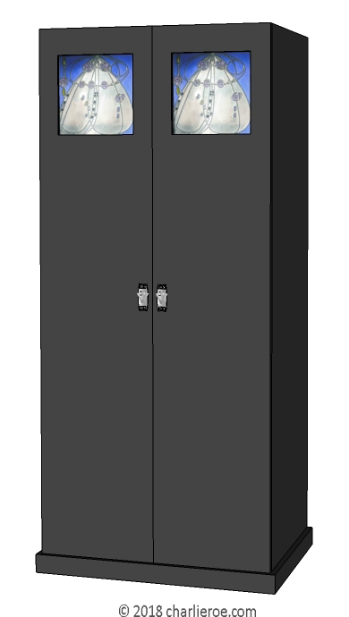 new CR Mackintosh silver lacquered 2 door painted bedroom wardrobes with stained glass panels