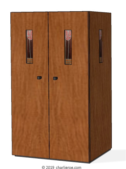 new CR Mackintosh stained wood finish bedroom wardrobes with marquetry veneered panels in the doors & side panels