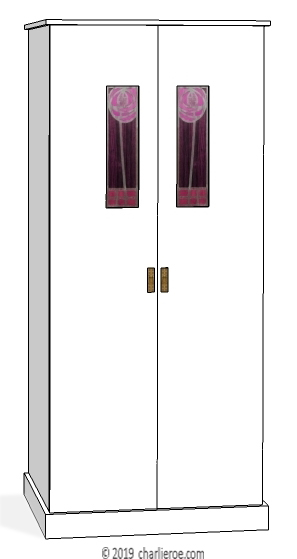 new CR Mackintosh white lacquered painted bedroom wardrobes with marquetry veneered panels