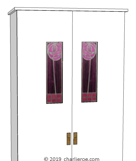 new CR Mackintosh white lacquered painted bedroom wardrobes with marquetry veneered panels