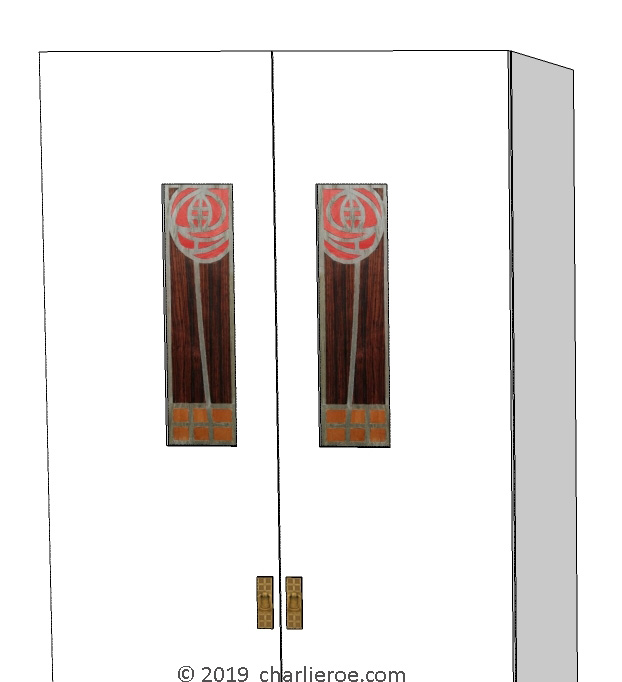 new CR Mackintosh white lacquered painted bedroom wardrobes with marquetry veneered panels