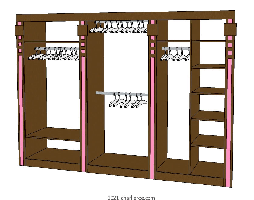 new CR Mackintosh grey & pink lacquered painted bedroom 3 bay walk-in closet wardrobe