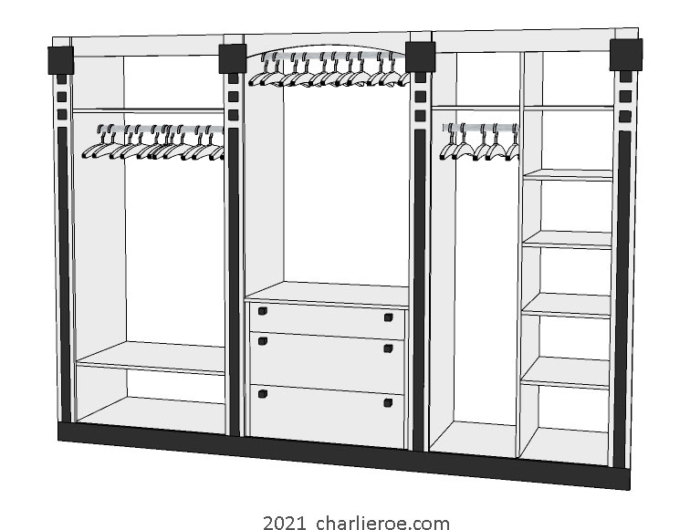 new CR Mackintosh white lacquered painted bedroom walk-in closet wardrobe with chest of drawers