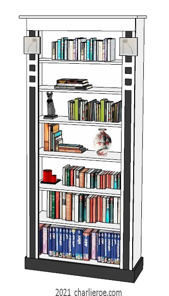 new CR Mackintosh white & black painted lacquered painted single bay freestanding bookcase
