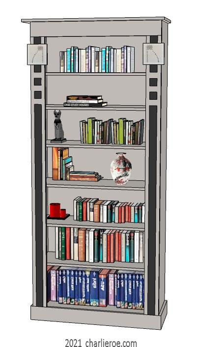 new CR Mackintosh grey & black painted lacquered painted single bay freestanding bookcase