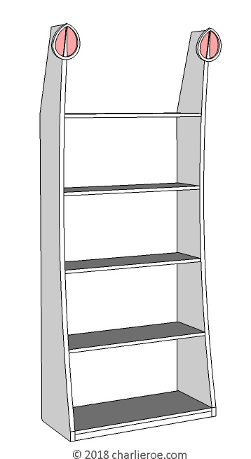 new CR Mackintosh painted lacquered finish freestanding display cabinet bookcase with applied heart shaped carvings with open top