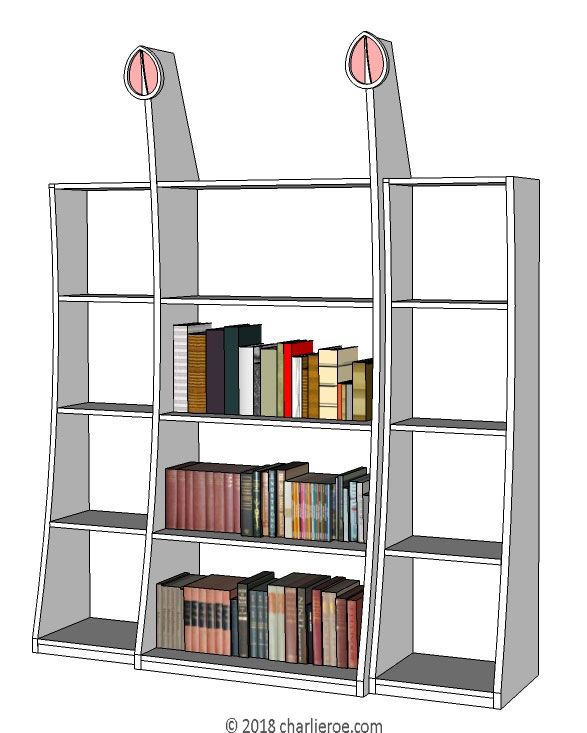 new CR Mackintosh white painted freestanding display bookcase with elongated verticals and carved finials