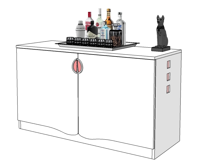 new CR Mackintosh white lacquered painted finish freestanding sideboard or drinks cabinet with heart shaped carved door handles