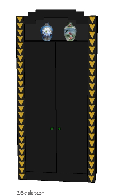 New Charles Rennie CR Mackintosh Derngate style ornate decorative painted 2 door wardrobe