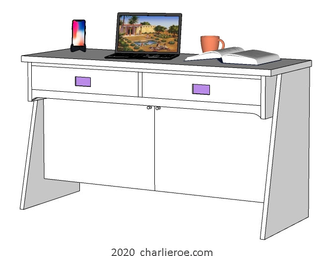 New CR Mackintosh style console hall table, sideboard or desk lacquered painted black finish