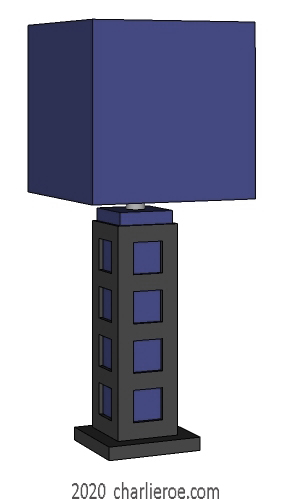 new Charles Rennie CR Mackintosh painted table lamp with squares in the base