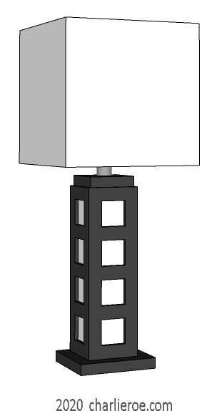 new Charles Rennie CR Mackintosh painted table lamp with squares in the base