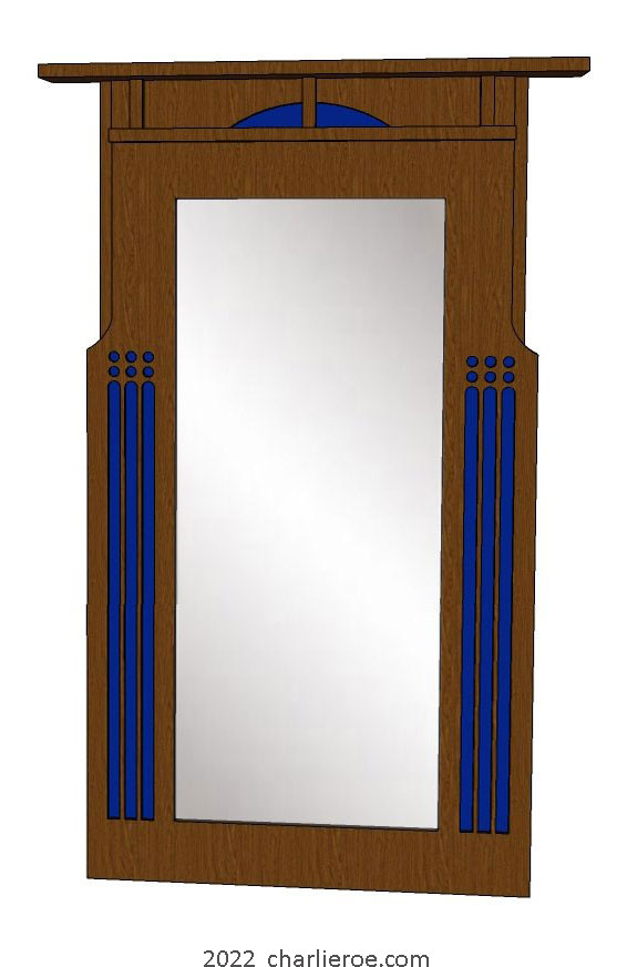 New Charles Rennie CR Mackintosh dark stained wood mirror frame taller height