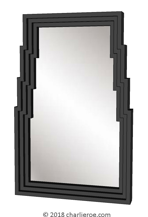 New Charles Rennie CR Mackintosh black lacquered painted wall mirror based on 78 Derngate designs