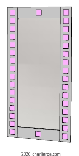 New Charles Rennie CR Mackintosh painted lacquered wooden wall mirrors with border squares and Willow Tea Room colours