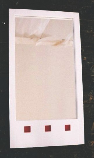 Charles Rennie CR Mackintosh white lacquered painted wall mirror with 3 square cut-outs