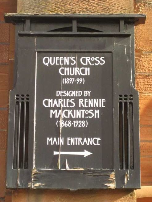 New Charles Rennie CR Mackintosh painted lacquered wooden wall Mirror inspired by Queens Cross Church sign