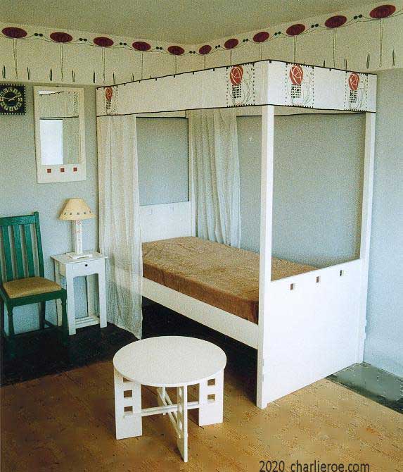 New Charles Rennie CR Mackintosh white painted coffee table, bed & bedroom furniture