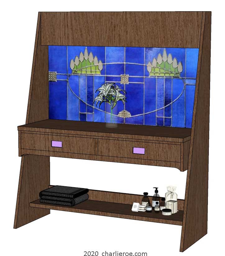 New CR Mackintosh console hall table / sideboard or desk/bureau in Oak finish