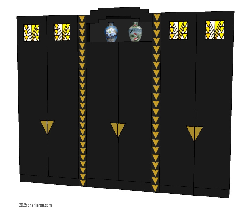 New Charles Rennie CR Mackintosh Derngate style ornate decorative painted 6 door wardrobes