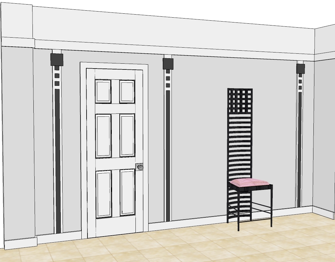 new Charles Rennie CR Mackintosh style white painted wall panelling
