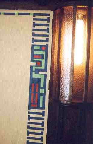 new Charles Rennie CR Mackintosh stained wood wall panelling & matching door & wall stencils