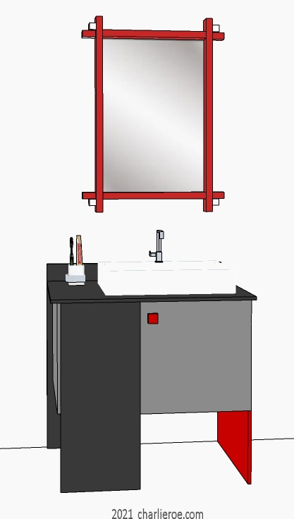 New Gerrit Rietveld De Stijl Movement style bathroom vanity unit table stand painted in typical De Stijl colours