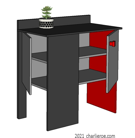 New Gerrit Rietveld De Stijl Movement style music or sewing cabinet design c1923, painted in typical De Stijl colours