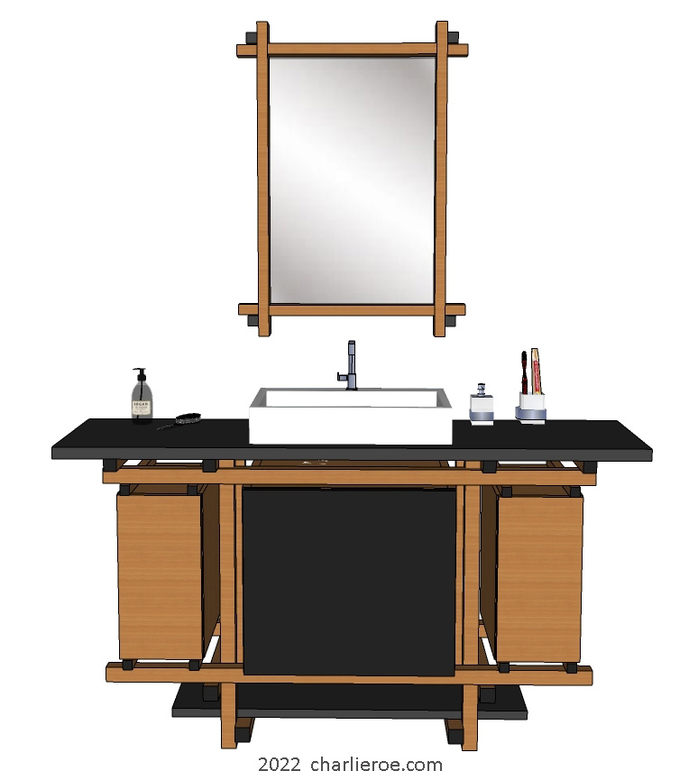 New Gerrit Rietveld De Stijl Movement Piet Mondrian style vanity unit painted in De Stijl colours with piet mondrian door design