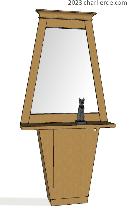 new ancient Egyptian Revival style Pylon shaped painted console table being constructed