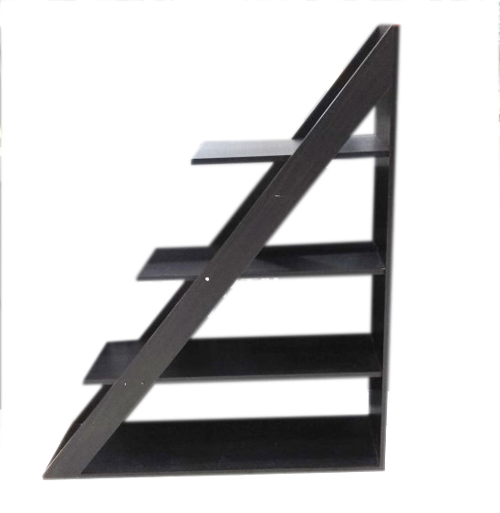 new ancient Egyptian Revival style pyramid shaped painted black display bookcase shelving unit with decorative Egyptian Heiroglyph designs