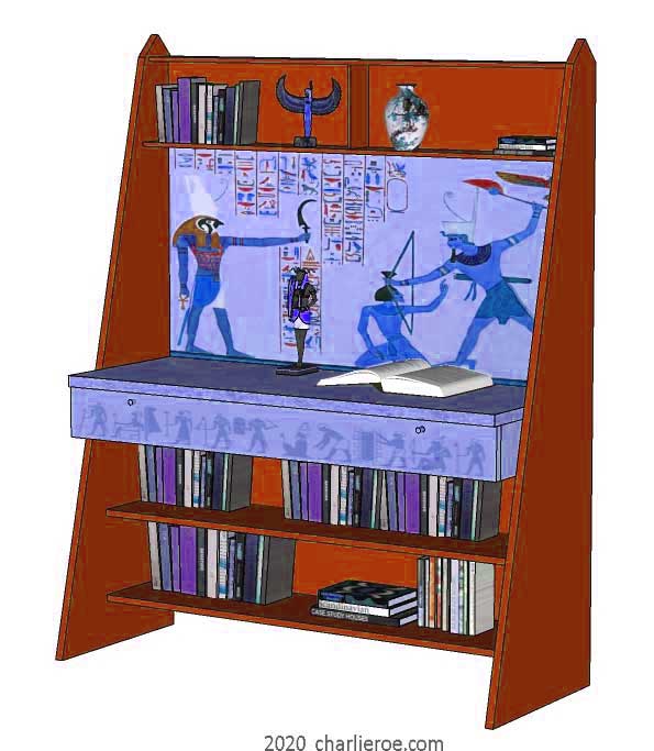 new ancient Egyptian Revival style painted sideboard with sloping sides & decorative Egyptian designs