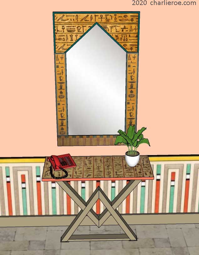 new ancient Egyptian Revival style painted gilded mirror frames with Pyramid top shape & decorative Egyptian designs
