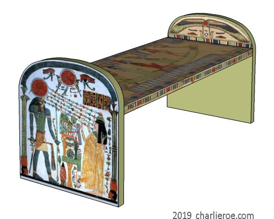 new ancient Egyptian Revival style coffee table with Stele ends and decorative egyptian painting