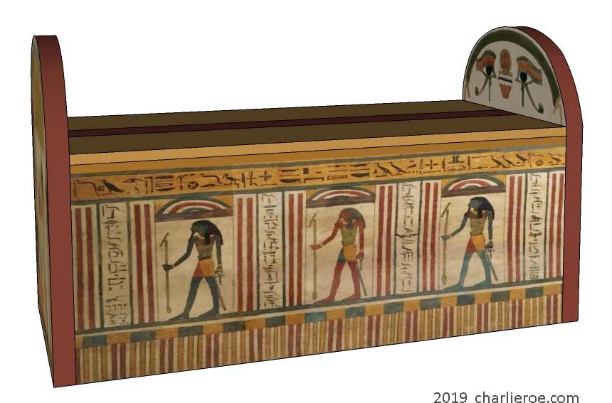 new ancient Egyptian Revival style coffee table with Stele ends and decorative egyptian painting