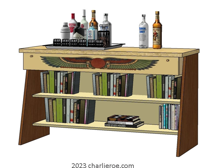new ancient Egyptian Revival style painted console table cabinet with decorative Egyptian designs