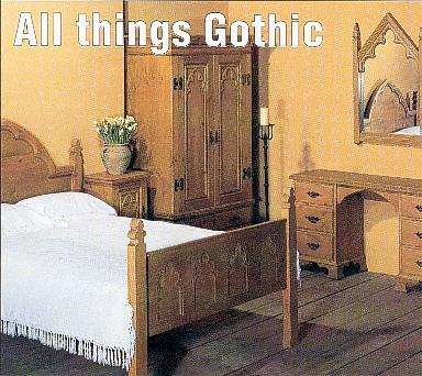 Gothic style wooden bed and bedroom furniture