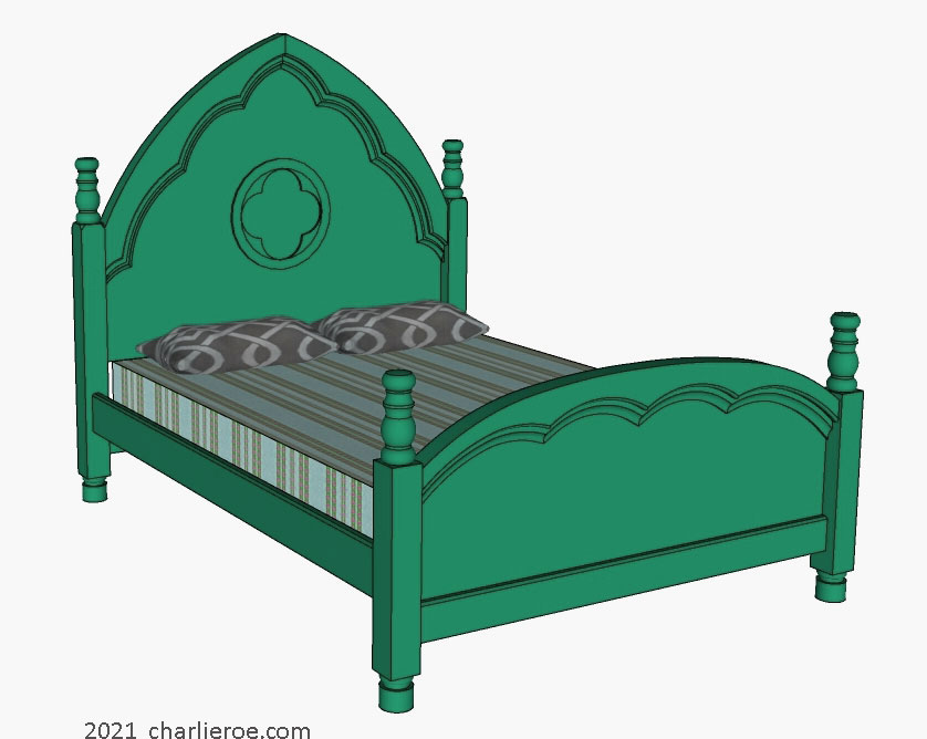 new Reformed Victorian Gothic Revival painted bed
